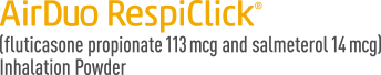 AirDuo RespiClick® (fluticasone propionate 113 mcg and salmeterol 14 mcg) Inhalation Powder logo