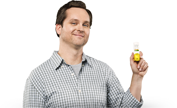 Man holding AirDuo RespiClick inhaler